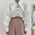 Women's white tops side view — versatile — Alevtina Shirt for every occasion — Oscar Blackwood