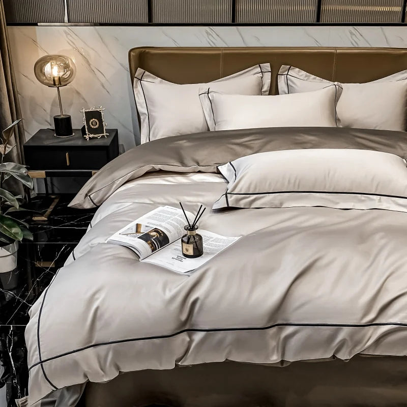 Unisex beige cotton moonglow close-up — versatile — Moonglow Cotton Bedding Set — Oscar Blackwood