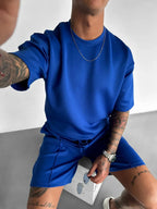 Men's black polyester sets styled look — versatile — Abakhan Summer 2 Piece Set — Oscar Blackwood
