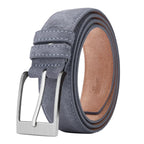 Men's gray textured belt detail view — versatile — Vandeventer Cow Leather Belt — Oscar Blackwood