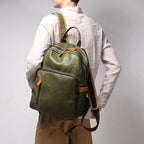 Unisex black leather backpack color detail — versatile — Azzurro Genuine Leather Backpack — Oscar Blackwood