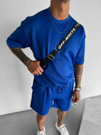 Men's black polyester sets back view — versatile — Abakhan Summer 2 Piece Set — Oscar Blackwood