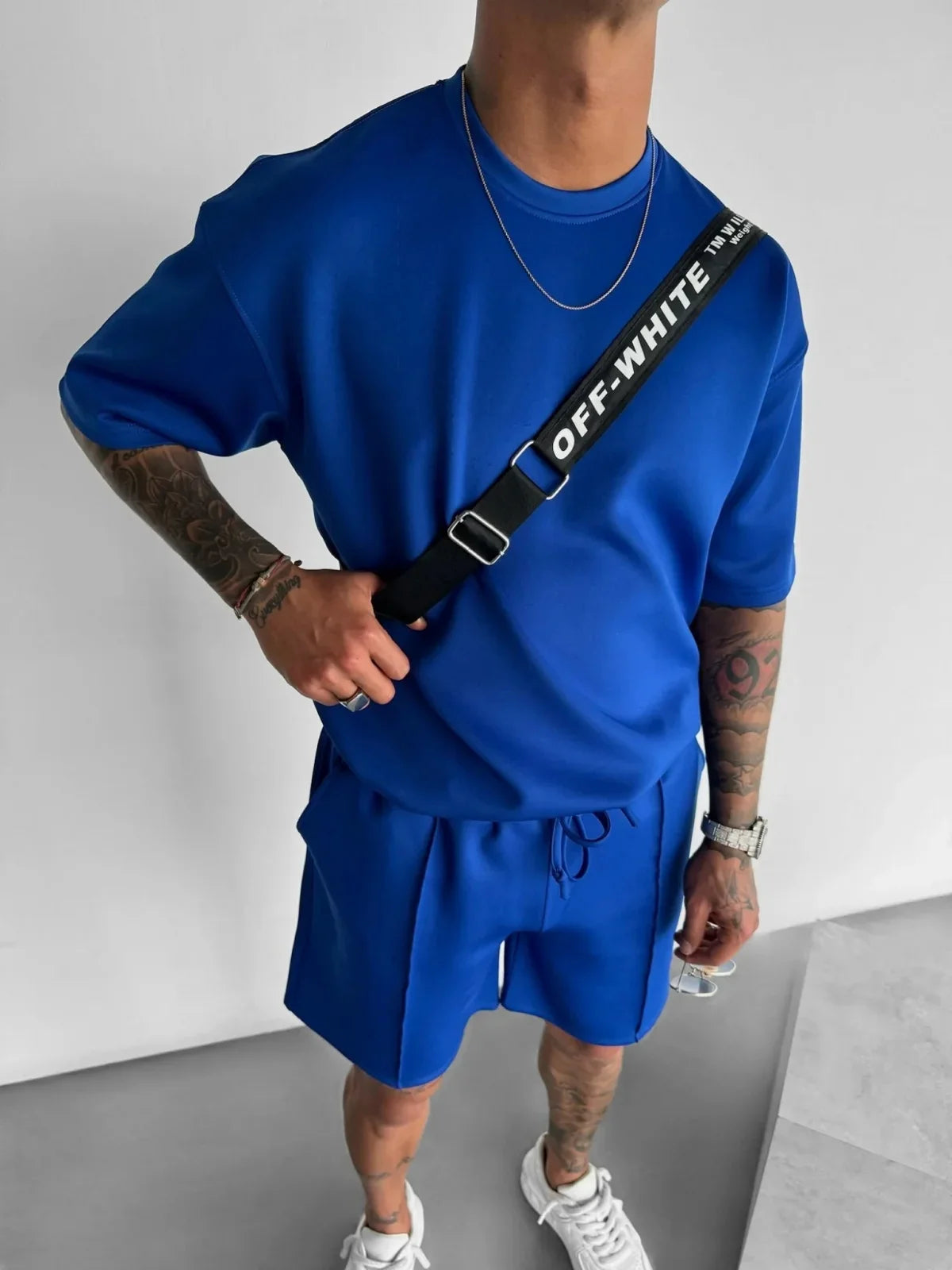 Men's black polyester sets back view — versatile — Abakhan Summer 2 Piece Set — Oscar Blackwood