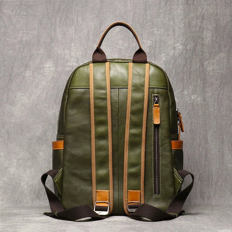 Unisex black leather backpack side view — versatile — Azzurro Genuine Leather Backpack — Oscar Blackwood