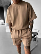 Men's black polyester sets color detail — versatile — Abakhan Summer 2 Piece Set — Oscar Blackwood