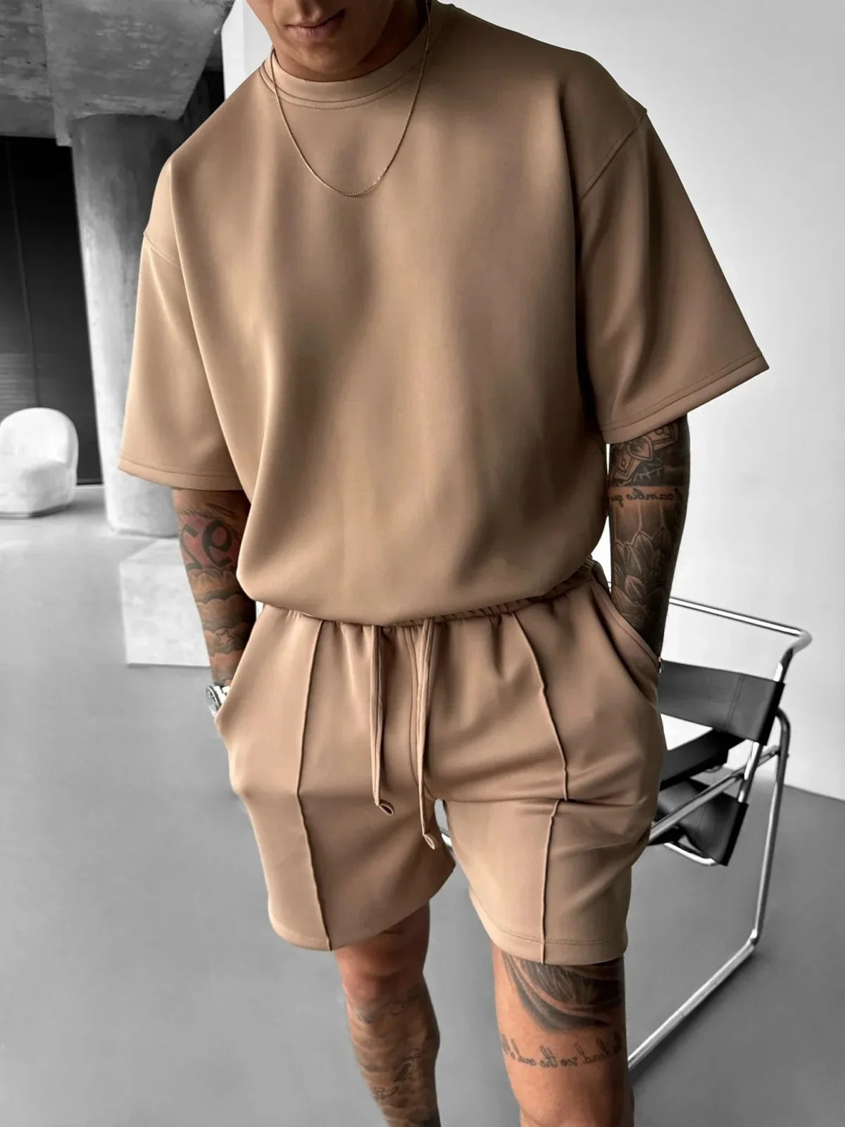 Men's black polyester sets color detail — versatile — Abakhan Summer 2 Piece Set — Oscar Blackwood