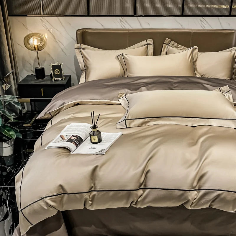 Unisex gold cotton moonglow back view — versatile — Moonglow Cotton Bedding Set — Oscar Blackwood