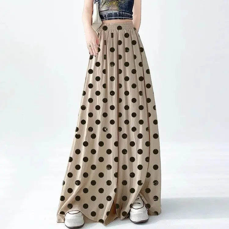 Women's khaki cotton pants color detail — versatile — Rotonda Polkadot Pants — Oscar Blackwood