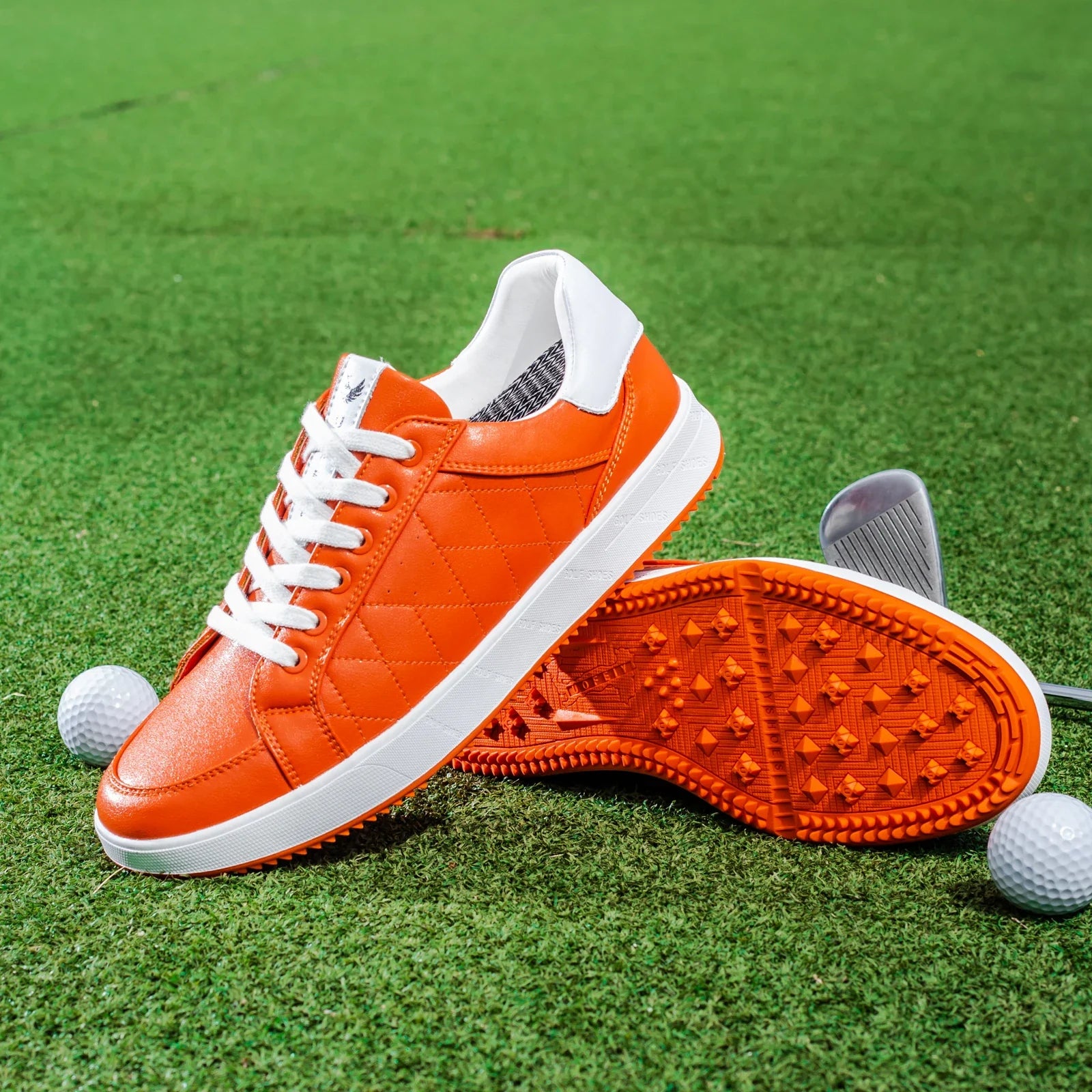 Men's black leather shoes side view — versatile — Double-Waggle Golf Shoes — Oscar Blackwood