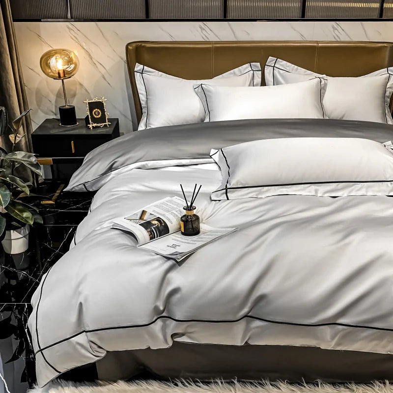 Unisex silver cotton moonglow back view — versatile — Moonglow Cotton Bedding Set — Oscar Blackwood