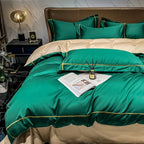 Unisex green cotton moonglow detail view — versatile — Moonglow Cotton Bedding Set — Oscar Blackwood