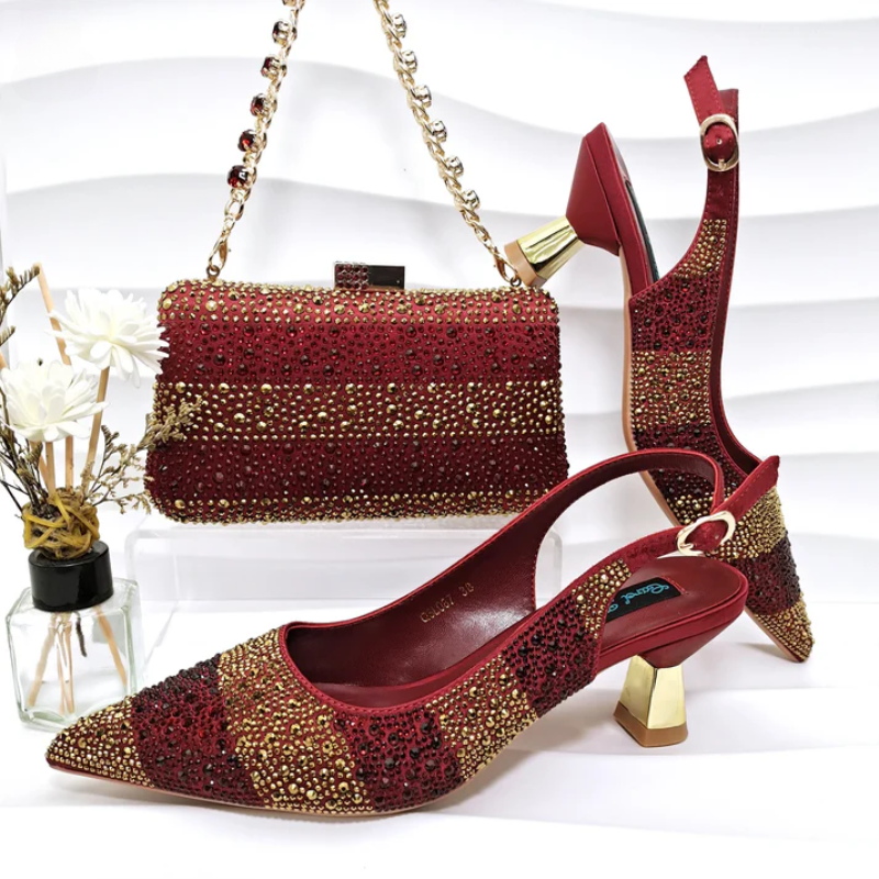 Women's red heels back view — elegant — Vittoria Heels & Bag for every occasion — Oscar Blackwood