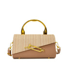 Women's beige geometric handbag color detail — everyday — Samira Crossbody Handbag — Oscar Blackwood