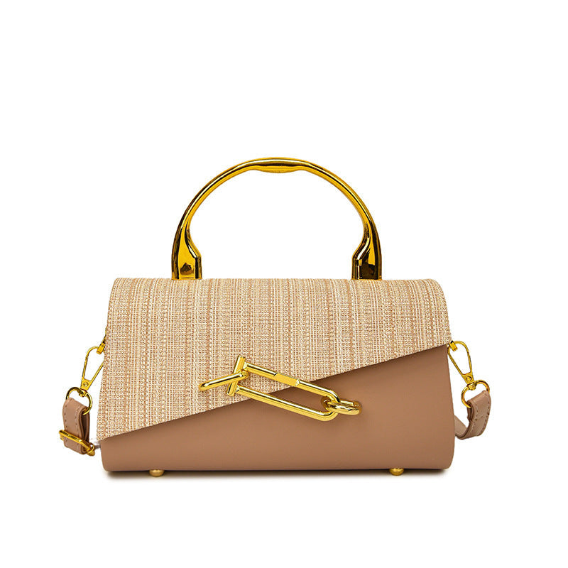 Women's beige geometric handbag color detail — everyday — Samira Crossbody Handbag — Oscar Blackwood