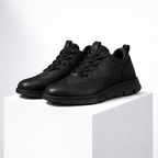 Men's full-black leather loafers color detail — versatile — Azzard Casual Leather Shoes — Oscar Blackwood