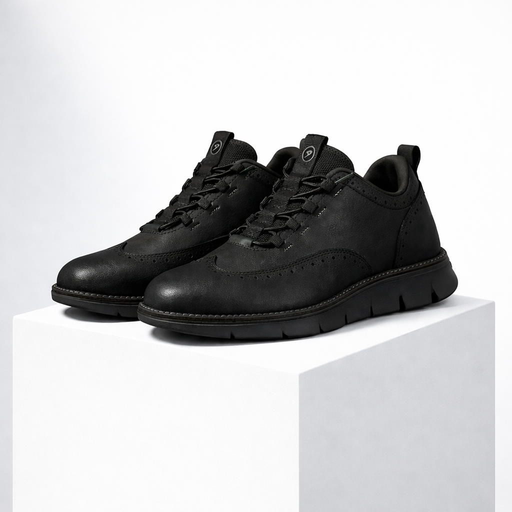 Men's full-black leather loafers color detail — versatile — Azzard Casual Leather Shoes — Oscar Blackwood