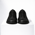 Men's black leather loafers detail view — versatile — Azzard Casual Leather Shoes — Oscar Blackwood