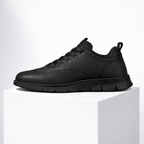 Men's black leather loafers side view — versatile — Azzard Casual Leather Shoes — Oscar Blackwood