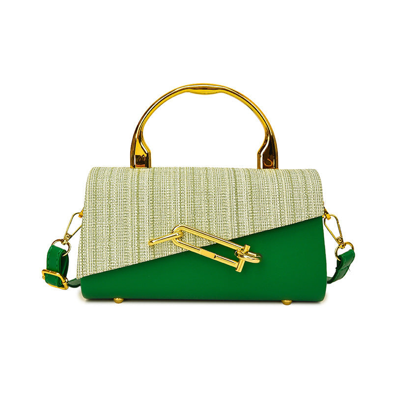 Women's green geometric handbag side view — everyday — Samira Crossbody Handbag — Oscar Blackwood