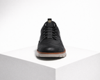 Men's black leather loafers side view — versatile — Azzard Casual Leather Shoes — Oscar Blackwood