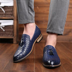 Men's woven loafers close-up — versatile — Ludo Weave Leather Loafers — Oscar Blackwood