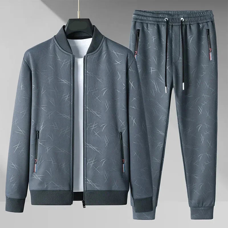 Men's blue cotton pants alternate angle — versatile — Chad 2 Piece Tracksuit Set — Oscar Blackwood