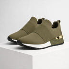 Women's green lace sneakers front view — casual — Altes Slip-On's — Oscar Blackwood
