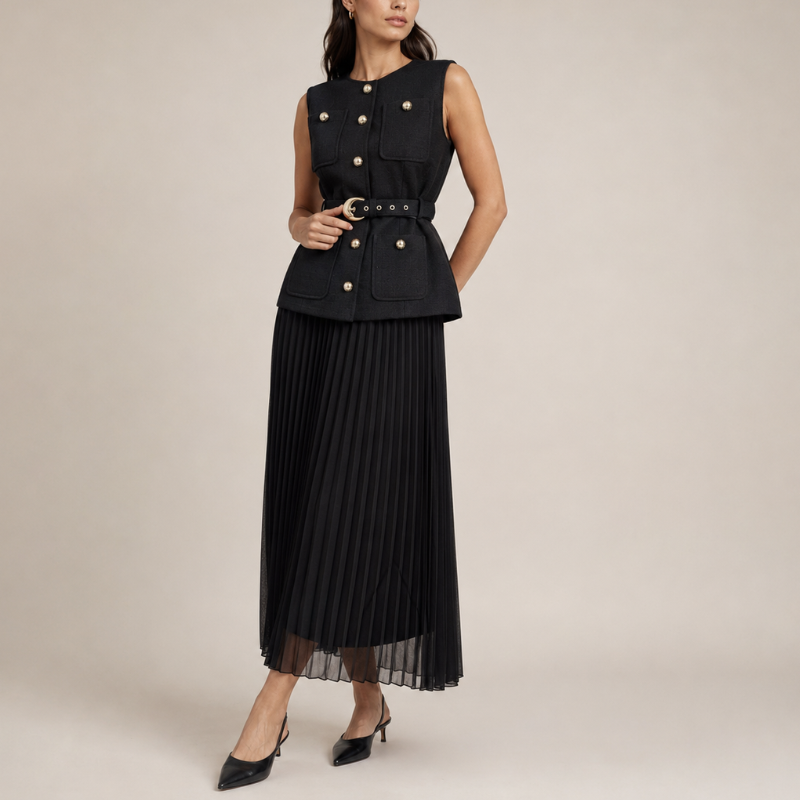 Women's chiffon dress alternate angle — chic — Cosette 2 Piece Set — Oscar Blackwood