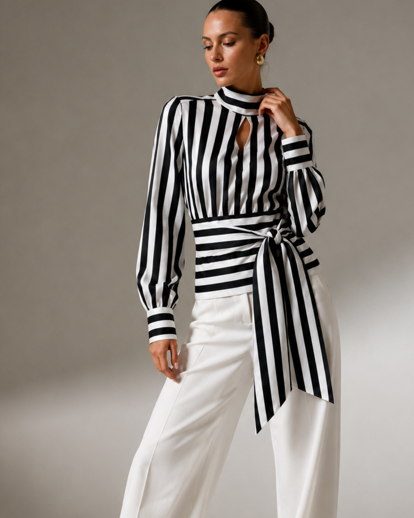 Women's striped alessia color detail — versatile — Alessia Striped Shirt — Oscar Blackwood