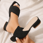 Women's woven sandals back view — summer — Iris Woven Slide Sandals — Oscar Blackwood