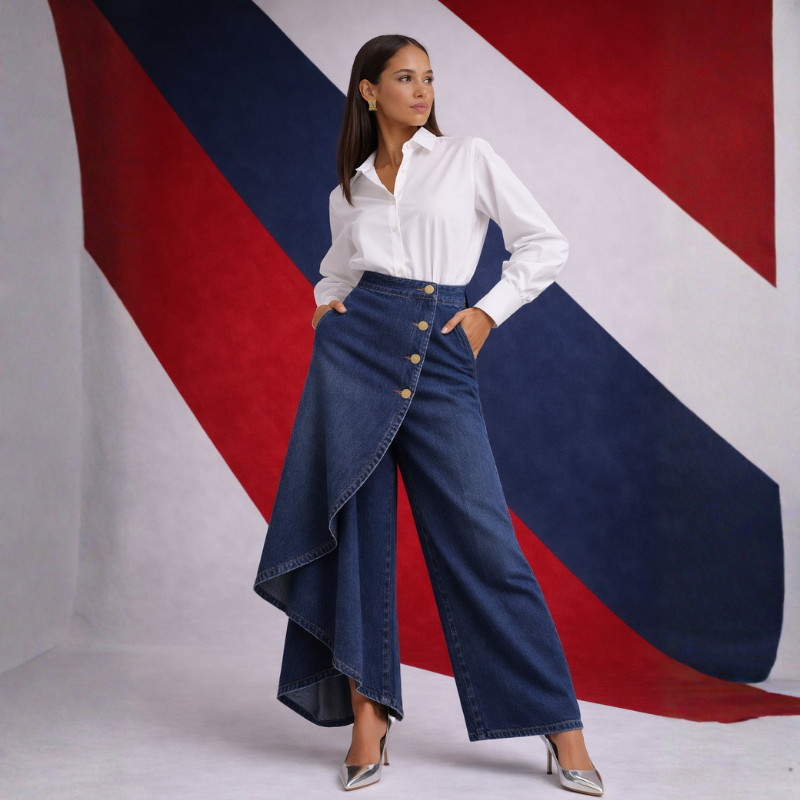 Women's lace skirt side view — chic — Becca Denim Skirt Pants for every occasion — Oscar Blackwood