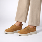 Women's white loafers side view — versatile — Edith Slip-On Loafers — Oscar Blackwood